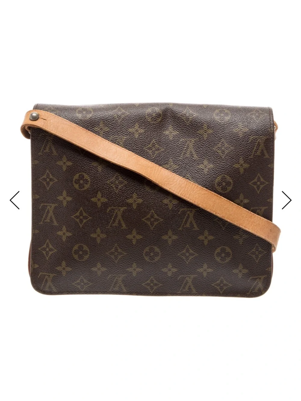 Vintage Louis Vuitton LV Monogram Cartouchière GM Tan and Brown Messenger Bag